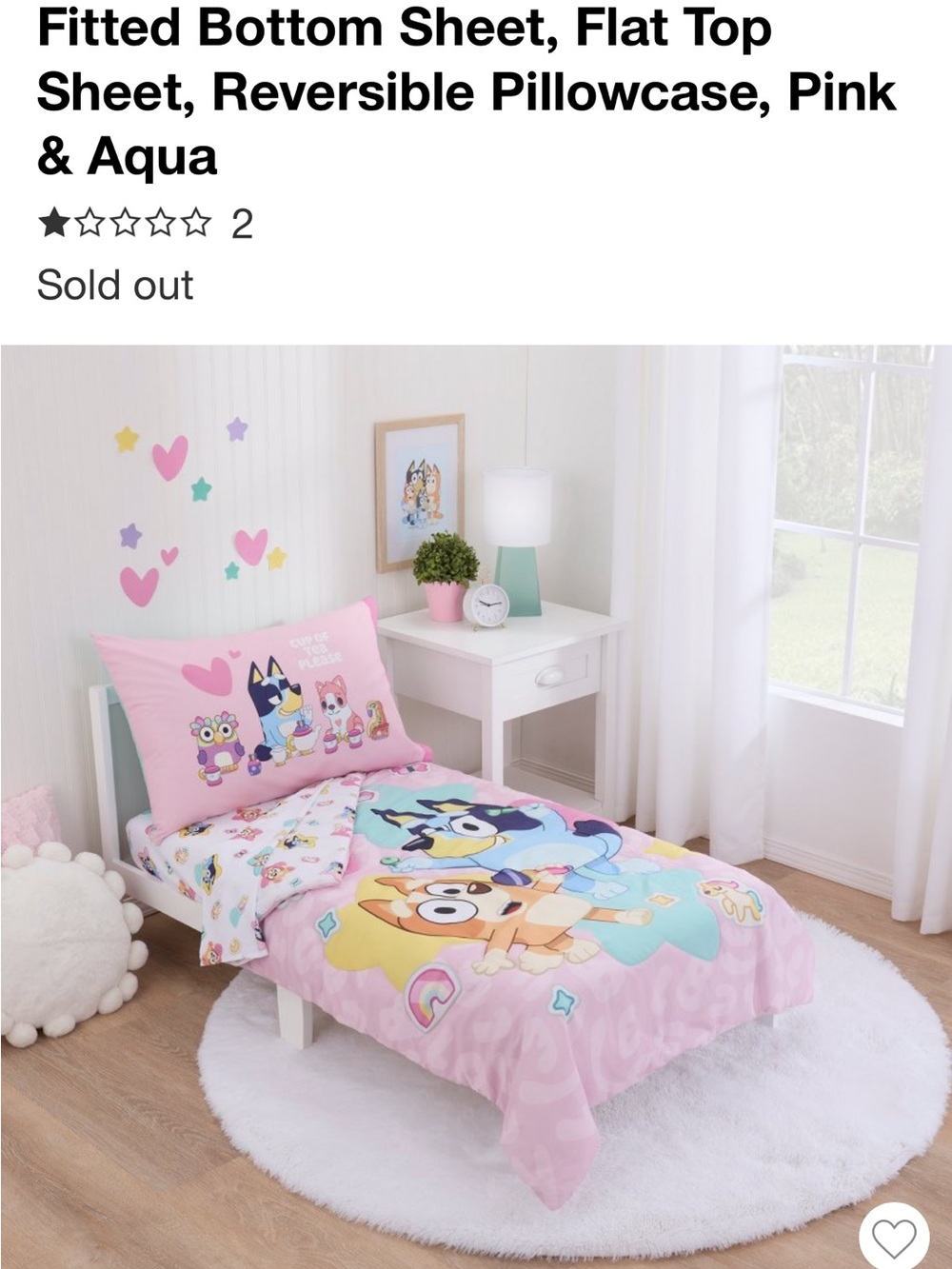 Bluey Pink Toddler Comforter Set - 4-Piece - Picture 6 of 6